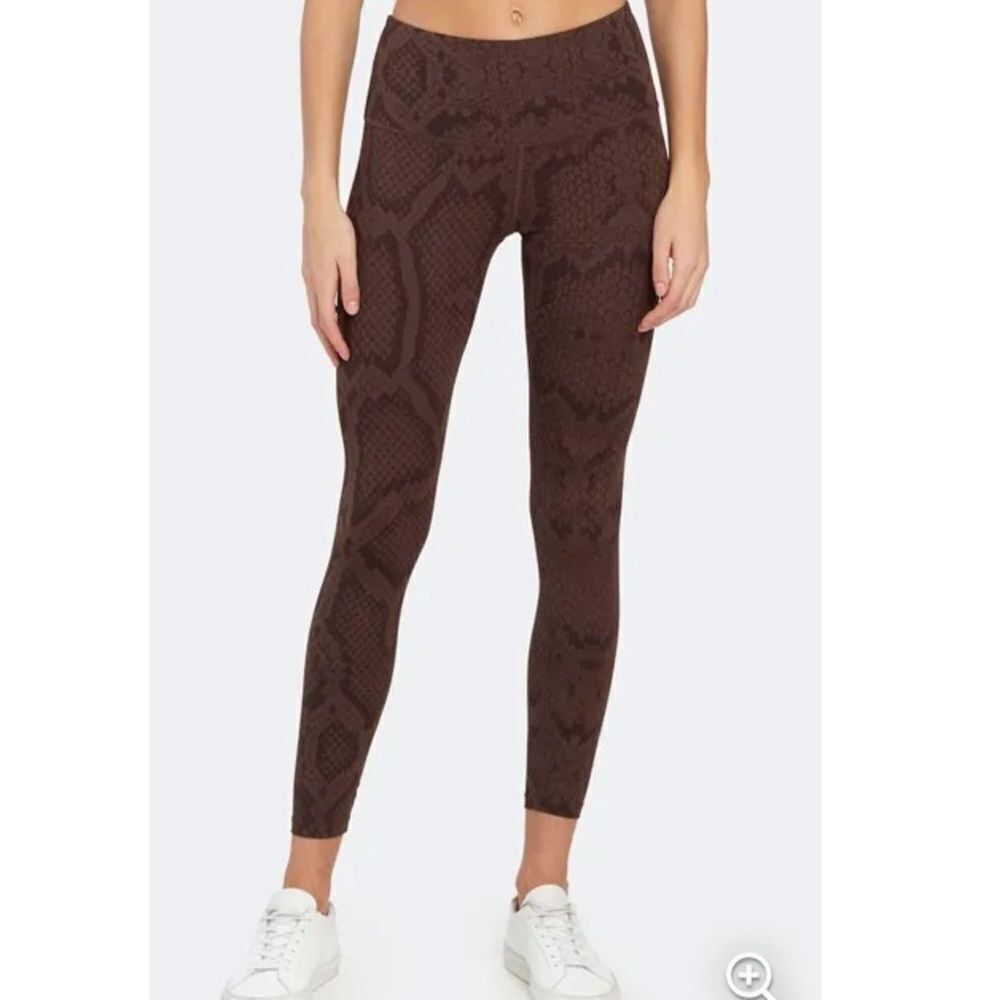 Ladies Varley Brown Snakeskin Estrella High Rise 7/8 Leggings Size Small